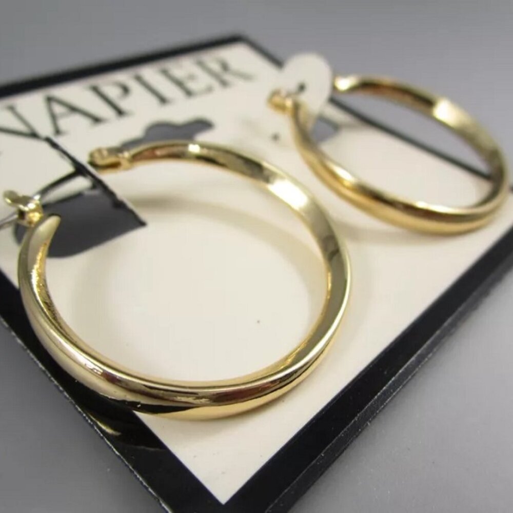 NAPIER Classic Shiny Gold Concave 1" Hoop Earrings**NEW!